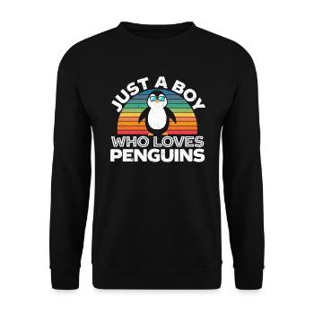 Just A Boy Who Loves Penguins Penguin Boy Ice Bird - Unisex Sweatshirt - black - Front - Alina (178cm) & Michal (187cm)