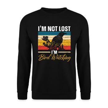 Ich bin nicht verloren Ich bin Vogelbeobachtung Vogelbeobachtung Vogelbesitzer - Unisex Pullover - Schwarz - Vorne - Alina (178cm) & Michal (187cm)
