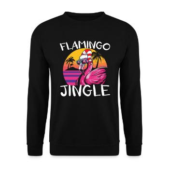 Flamingo Jingle Weihnachtstag Rosa Flamingos Weihnachten - Unisex Pullover - Schwarz - Vorne - Alina (178cm) & Michal (187cm)