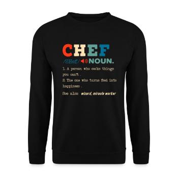 Drôle de chef Description Cuisine culinaire Cuisson - Sweat-shirt Unisexe - noir - Devant - Alina (178cm) & Michal (187cm)