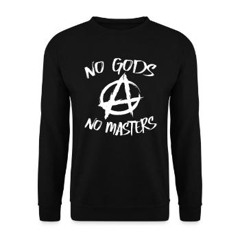 Kein Gott Kein Meister Atheist Anti-Religion Agnostiker - Unisex Pullover - Schwarz - Vorne - Alina (178cm) & Michal (187cm)