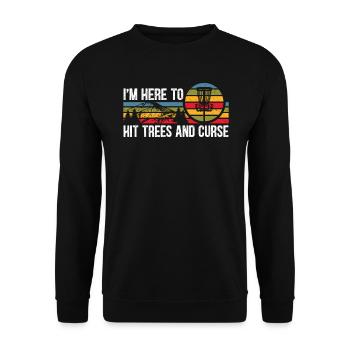 Je suis ici pour frapper des arbres et maudire le lecteur de disc golf - Sweat-shirt Unisexe - noir - Devant - Alina (178cm) & Michal (187cm)