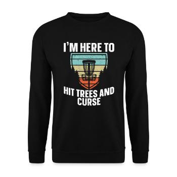 Je suis ici pour frapper des arbres et maudire le lecteur de disc golf - Sweat-shirt Unisexe - noir - Devant - Alina (178cm) & Michal (187cm)