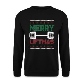 Frohe Liftmas Weihnachtsfeiertag Santa Gewichtheber - Unisex Pullover - Schwarz - Vorne - Alina (178cm) & Michal (187cm)