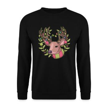 Rentier Weihnachten Weihnachten Frohe Feiertage Weihnachtsmann - Unisex Pullover - Schwarz - Vorne - Alina (178cm) & Michal (187cm)
