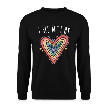 Blindenschrift Herz Sehbehindertes blindes Bewusstsein - Unisex Pullover - Schwarz - Vorne - Alina (178cm) & Michal (187cm)