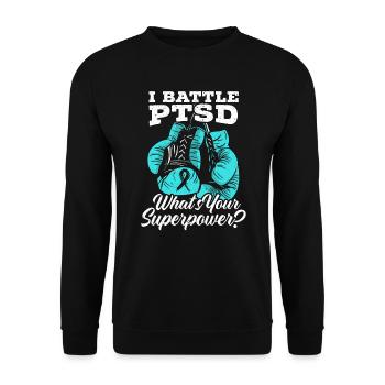Je lutte contre le SSPT Licorne Stress post-traumatique SSPT - Sweat-shirt Unisexe - noir - Devant - Alina (178cm) & Michal (187cm)