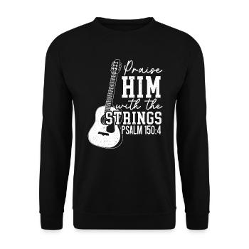Lobe ihn mit den Saiten Gitarren Musiker - Unisex Pullover - Schwarz - Vorne - Alina (178cm) & Michal (187cm)