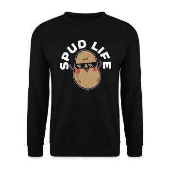 Spud Life Potato Vegan Root Vegetable Vegetarian - Unisex Sweatshirt - black - Front - Alina (178cm) & Michal (187cm)
