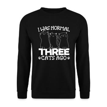 J’étais normal il y a 3 chats Chaton Amoureux Miaou - Sweat-shirt Unisexe - noir - Devant - Alina (178cm) & Michal (187cm)