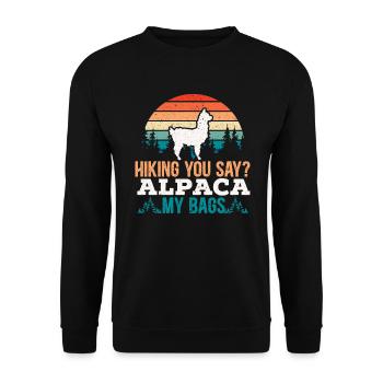 Hiking You Say Alpaca My Bags Day Climbing Llama - Unisex Sweatshirt - black - Front - Alina (178cm) & Michal (187cm)
