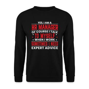 Je suis un gestionnaire des ressources humaines Emploi Profession Employé - Sweat-shirt Unisexe - noir - Devant - Alina (178cm) & Michal (187cm)