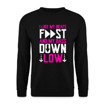 J’aime mes beats Fast Techno Music Raver - Sweat-shirt Unisexe - noir - Devant - Alina (178cm) & Michal (187cm)