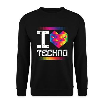 J’aime la musique techno Raver - Sweat-shirt Unisexe - noir - Devant - Alina (178cm) & Michal (187cm)