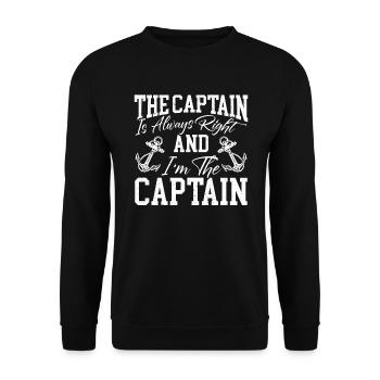 Der Kapitän hat immer Recht und ich bin der Kapitän - Unisex Pullover - Schwarz - Vorne - Alina (178cm) & Michal (187cm)