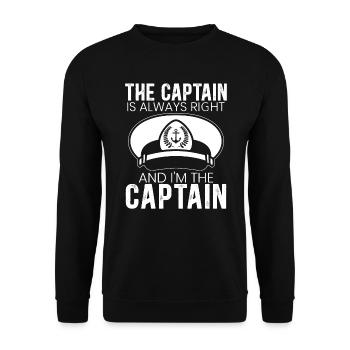 Der Kapitän hat immer Recht und ich bin der Kapitän - Unisex Pullover - Schwarz - Vorne - Alina (178cm) & Michal (187cm)