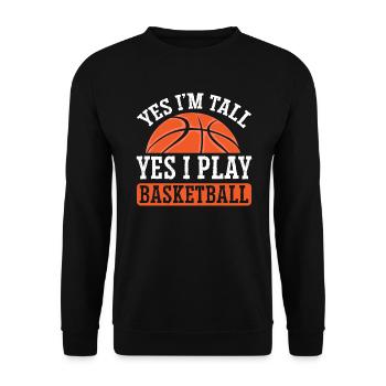 Oui je suis grand Oui je joue au basket-ball Hoop Junkie - Sweat-shirt Unisexe - noir - Devant - Alina (178cm) & Michal (187cm)