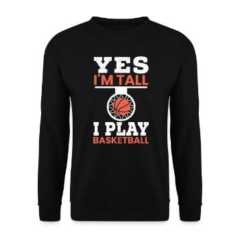 Oui je suis grand Oui je joue au basket-ball Hoop Junkie - Sweat-shirt Unisexe - noir - Devant - Alina (178cm) & Michal (187cm)