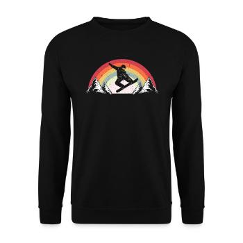 Retro Snowboarding Snowboarder Snowboard Winter - Unisex Pullover - Schwarz - Vorne - Alina (178cm) & Michal (187cm)