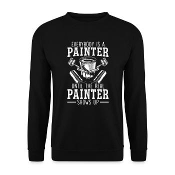 Kunstliebhaber Künstler Maler Farbpalette Pinsel - Unisex Pullover - Schwarz - Vorne - Alina (178cm) & Michal (187cm)