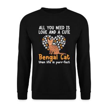 A Cute Bengal Cat Then Life Is Purr-fect Kitty - Unisex Sweatshirt - black - Front - Alina (178cm) & Michal (187cm)