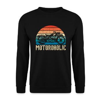 Motoroholic Motorrad Motorrad Automobil - Unisex Pullover - Schwarz - Vorne - Alina (178cm) & Michal (187cm)