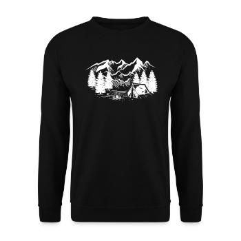 Camping Camper Camp Outdoor Nature - Unisex Sweatshirt - black - Front - Alina (178cm) & Michal (187cm)