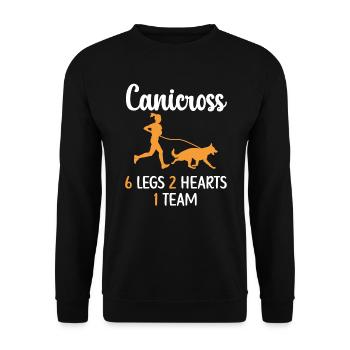 Canicross 6 Legs 2 Hearts 1 Team Dog Running Sport - Unisex Sweatshirt - black - Front - Alina (178cm) & Michal (187cm)
