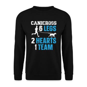 Canicross 6 Legs 2 Hearts 1 Team Dog Running Sport - Unisex Sweatshirt - black - Front - Alina (178cm) & Michal (187cm)