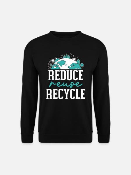 Reduzieren Sie die Wiederverwendung Recycle Earth Day Umweltschützer - Unisex Pullover - Schwarz
