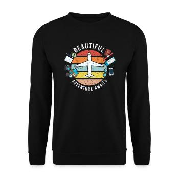 Belle aventure attend voyage Voyageur Escapade - Sweat-shirt Unisexe - noir - Devant - Alina (178cm) & Michal (187cm)