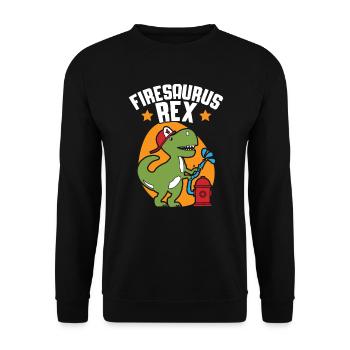 Firesaurus Rex Fireman Fire Firefighter Dinosaur - Unisex Sweatshirt - black - Front - Alina (178cm) & Michal (187cm)