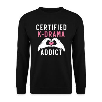 Certifié K-Drama Addict Korean Drama Corée du Sud - Sweat-shirt Unisexe - noir - Devant - Alina (178cm) & Michal (187cm)
