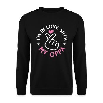 En amour avec ma musique pop coréenne Oppa K-Pop - Sweat-shirt Unisexe - noir - Devant - Alina (178cm) & Michal (187cm)