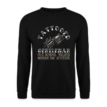 Tattooed Gentleman Moderne Einstellung Tattoo - Unisex Pullover - Schwarz - Vorne - Alina (178cm) & Michal (187cm)