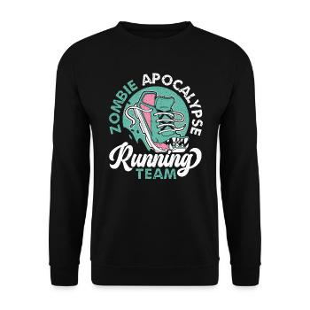 Zombie Apocalypse Running Team Halloween - Unisex Pullover - Schwarz - Vorne - Alina (178cm) & Michal (187cm)