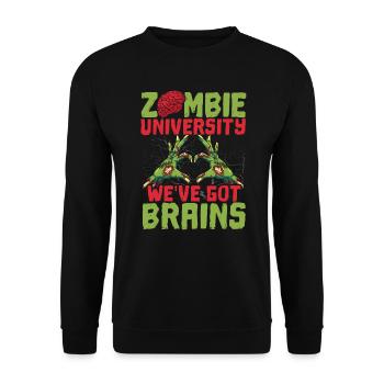 Zombie University Nous avons des cerveaux Trick Or Treat - Sweat-shirt Unisexe - noir - Devant - Alina (178cm) & Michal (187cm)
