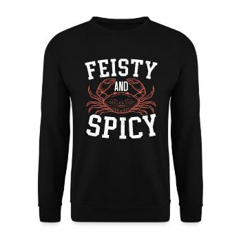 Lebhafter und würziger Krabben-Krabben-Flüsterer - Unisex Pullover - Schwarz - Vorne - Alina (178cm) & Michal (187cm)