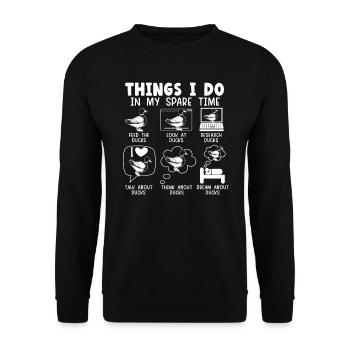Things I Do In My Spare Time Ducks Duckling Duck - Unisex Sweatshirt - black - Front - Alina (178cm) & Michal (187cm)