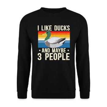 J’aime les canards et peut-être 3 personnes duckling duck - Sweat-shirt Unisexe - noir - Devant - Alina (178cm) & Michal (187cm)