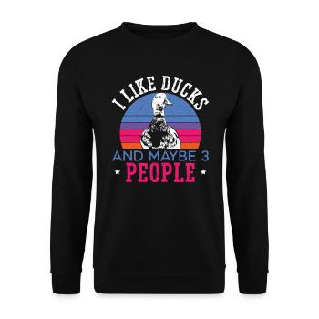 J’aime les canards et peut-être 3 personnes duckling duck - Sweat-shirt Unisexe - noir - Devant - Alina (178cm) & Michal (187cm)