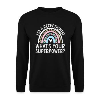 Je suis réceptionniste Quel est votre travail de superpuissance - Sweat-shirt Unisexe - noir - Devant - Alina (178cm) & Michal (187cm)