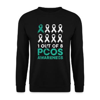 1 von 8 Krieger des polyzystischen Ovarialsyndroms - Unisex Pullover - Schwarz - Vorne - Alina (178cm) & Michal (187cm)