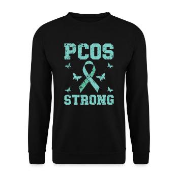 PCOS Strong Polycystic Ovary Syndrome Warrior - Unisex Sweatshirt - black - Front - Alina (178cm) & Michal (187cm)