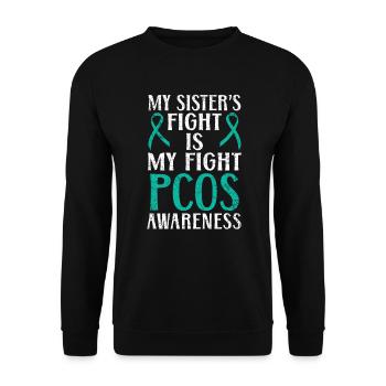 Der Kampf meiner Schwester ist PCOS-Bewusstsein - Unisex Pullover - Schwarz - Vorne - Alina (178cm) & Michal (187cm)