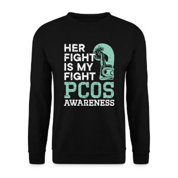 Her Fight Is My Fight Polycystic Ovary Syndrome - Unisex Sweatshirt - black - Front - Alina (178cm) & Michal (187cm)