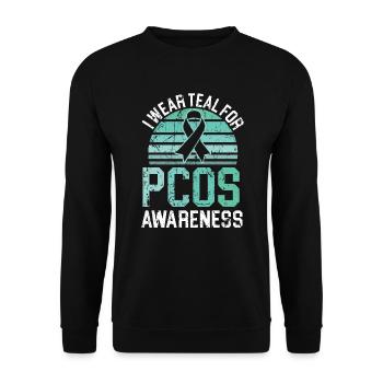 Teal For PCOS Awareness Polycystic Ovary Syndrome - Unisex Sweatshirt - black - Front - Alina (178cm) & Michal (187cm)