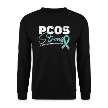 PCOS Strong Polycystic Ovary Syndrome Warrior - Unisex Sweatshirt - black - Front - Alina (178cm) & Michal (187cm)