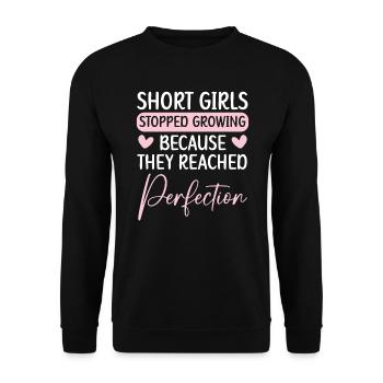 Les filles courtes ont cessé de grandir Blagues drôles Humour - Sweat-shirt Unisexe - noir - Devant - Alina (178cm) & Michal (187cm)