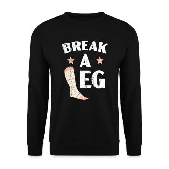 Brechen Sie ein Bein gebrochene Beinverletzung Erholung Reha - Unisex Pullover - Schwarz - Vorne - Alina (178cm) & Michal (187cm)